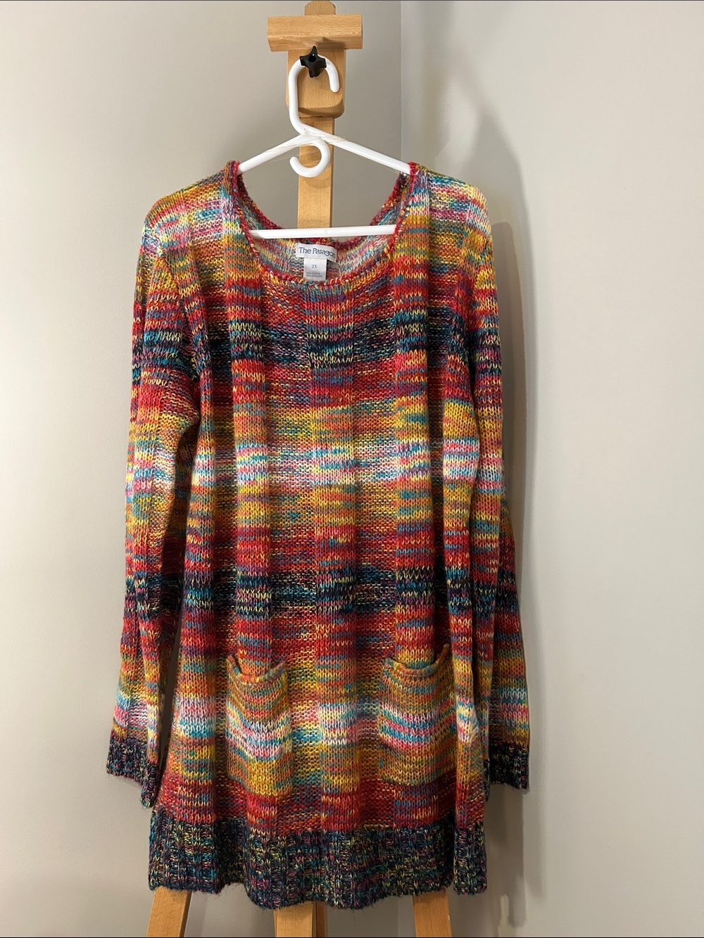 The Paragon | Multicolor Scoop Neck Knit Tunic Sweater | Size XXL
